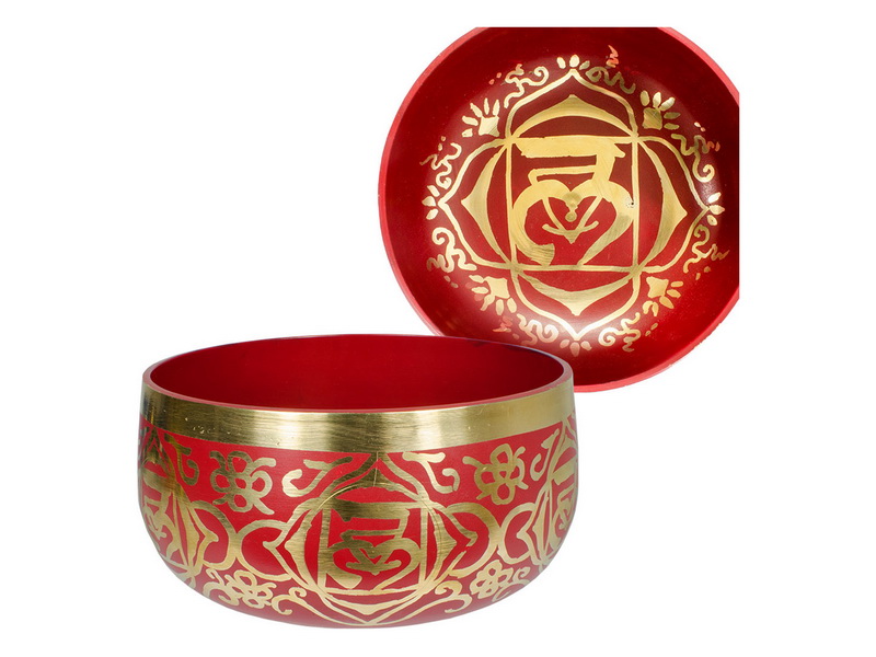 Chakra Symbol Tibetan Singing Bowl (Red)